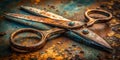 Vintage Broken Scissors A CloseUp Look at a Rusty Worn Craft Tool Perfect for Display or Decorative Projects Royalty Free Stock Photo