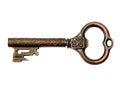 Vintage Bronze Key isolated Royalty Free Stock Photo