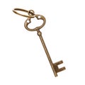Vintage bronze key isolated on white background Royalty Free Stock Photo
