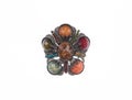 vintage brooch with stones isolated on white Royalty Free Stock Photo