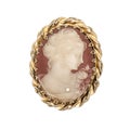 Vintage brooch woman face white background Royalty Free Stock Photo