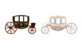 Vintage Brougham Set, Ancient Carriage for People Transportation Flat Vector Illustration