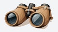 Vintage Brown Binoculars Illustration With Shiny Eyes - Masamune Shirow Style
