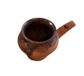 Vintage brown clay mug isolated on a white Royalty Free Stock Photo