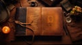 vintage brown leather book cover