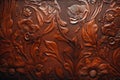 Vintage Brown Leather with Embossed Floral Pattern Royalty Free Stock Photo