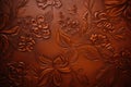 Vintage Brown Leather with Embossed Floral Pattern Royalty Free Stock Photo