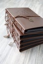 Vintage brown leather photo scrapbook albums Royalty Free Stock Photo