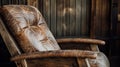 Vintage Brown Leather Rocker: Rustic Charm In Close-up Royalty Free Stock Photo