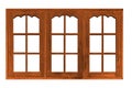 Brown painted wooden window frame isolated on a white background Royalty Free Stock Photo