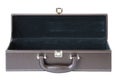 Vintage brown rectangle leather open suitcase Royalty Free Stock Photo