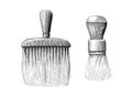 Vintage brush for barber and beauty hand drawing engraving style