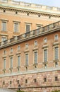 Vintage, building and architecture of Royal Castle in Stockholm with wall, windows and street view. Travel, landmark and Royalty Free Stock Photo