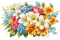 vintage bunch of flowers illustration centered generated by ai Royalty Free Stock Photo