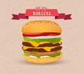 Vintage burger poster design Royalty Free Stock Photo