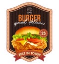 Vintage burgers retro poster style design template