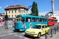 Vintage buses and cars in Sarajevo, Bosnia and Herzegovina
