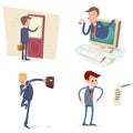 Vintage Businessman Characters Set Icon on Stylish Royalty Free Stock Photo