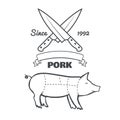 Vintage butcher cuts of pork menu chalk vector