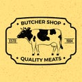 Vintage butcher shop label/badge with cow