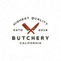 Vintage butchery logo. retro styled meat shop emblem. vector illustration