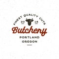 Vintage butchery logo. retro styled meat shop emblem. vector illustration