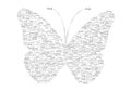Vintage butterfly made of words