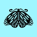 Vintage Butterfly paper cut style art icon in black color, isolated background. Scissored pattern. Retro collection for Royalty Free Stock Photo