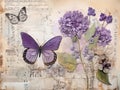 Vintage butterfly paper montage scrapbook page