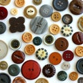 Vintage Button Collection Scattered on White Background Royalty Free Stock Photo