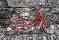 Old bycicle on a wall Royalty Free Stock Photo