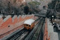 Vintage cable car on the Castle Hill. Budapest, Hungary Royalty Free Stock Photo