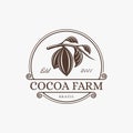 Vintage cacao, cocoa farm logo design vector emblem badge