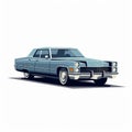 Vintage Cadillac Coupe Illustration In Blue Color