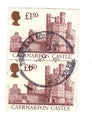 Vintage Caernarfon Castle postage stamps from Great Britain.