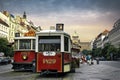 Vintage cafe in old tram, Prague