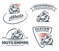 Vintage cafe racer motorcycle logo, badges and emblems. Royalty Free Stock Photo