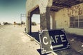 Vintage cafe sign in country road