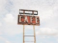 Vintage cafe sign, on Route 66 in Texas Royalty Free Stock Photo