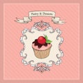 Vintage Cakes Banner. Sweets Retro Label. Sweets and Desser