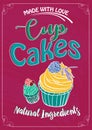 Vintage cakes with cream poster design vector.