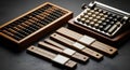 Vintage Calculating Tools Abacus Slide Rules and Machine Royalty Free Stock Photo