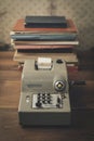 Vintage calculator on the accountant desk Royalty Free Stock Photo