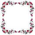 Vintage calligraphic frame with red roses. Royalty Free Stock Photo