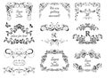 Vintage calligraphic frames, headers and vignette for wedding and heraldic design, fashion labels, restaurant, cafe, hotel, jewell Royalty Free Stock Photo