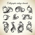 Swirl ornament stroke. Ornamental curls, swirls divider and filigree ornaments vector illustration set Royalty Free Stock Photo