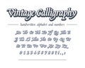 Vintage calligraphy. Hand drawn outline alphabet. Universal handwritten font for business logo design, package, banner