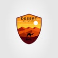 vintage camel on desert or sahara badge logo vector illustration design.. Royalty Free Stock Photo