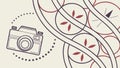 Vintage Camera with Abstract Artistic Elements, vector design Generative AI Royalty Free Stock Photo