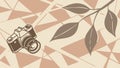 Vintage Camera on Abstract Foliage Background, Vector Design Generative AI Royalty Free Stock Photo